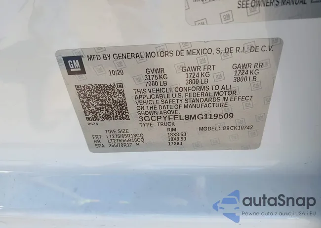 3GCPYFEL8MG119509: 43624420