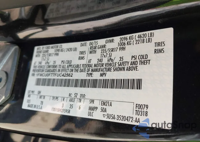 1FMCU0F77FUC42562: 43624471