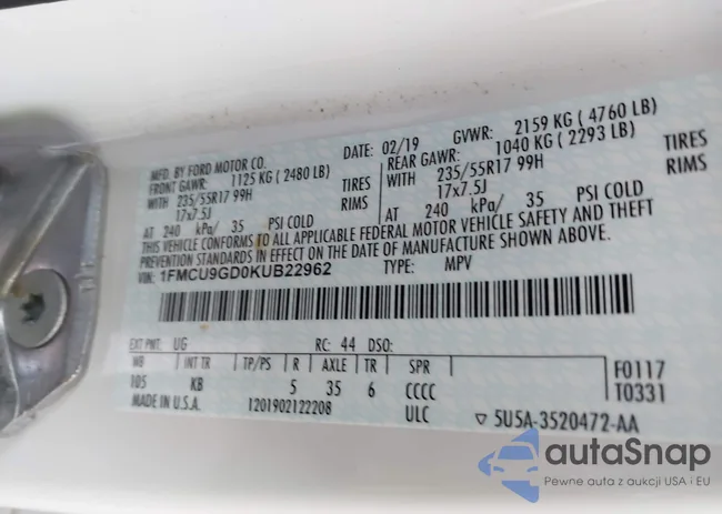 1FMCU9GD0KUB22962: 43624487