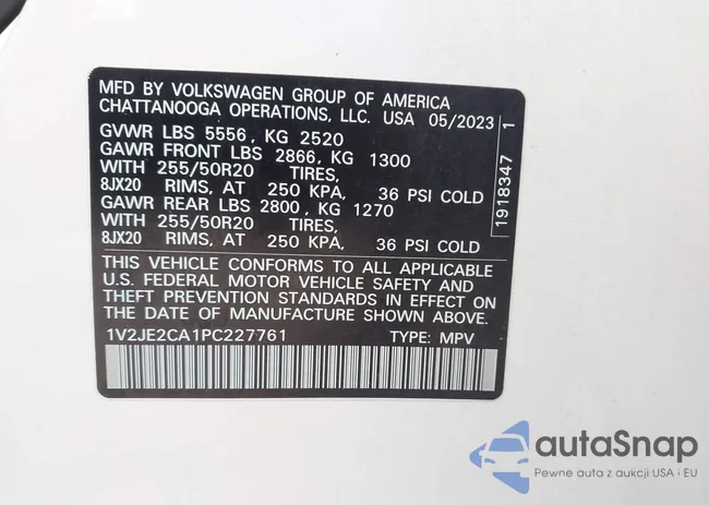 1V2JE2CA1PC227761: 43624557