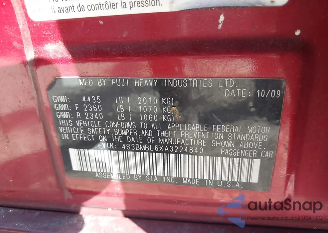 4S3BMBL6XA3224840: 43624600