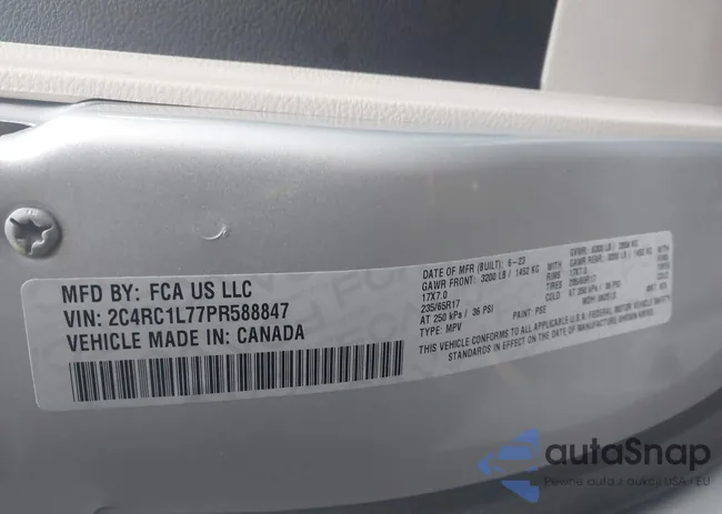 2C4RC1L77PR588847: 43624677