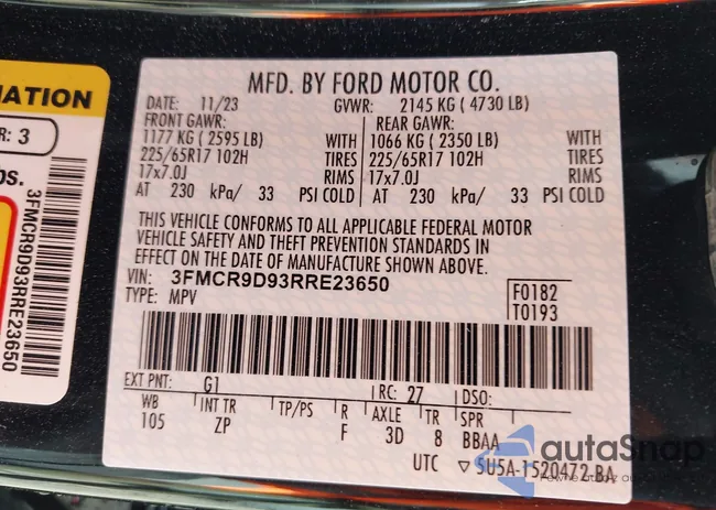 3FMCR9D93RRE23650: 43624798