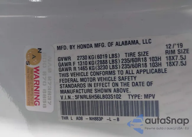 5FNRL6H56LB035102: 43624827