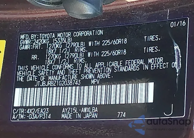 JTJBJRBZ1G2038743: 43623905