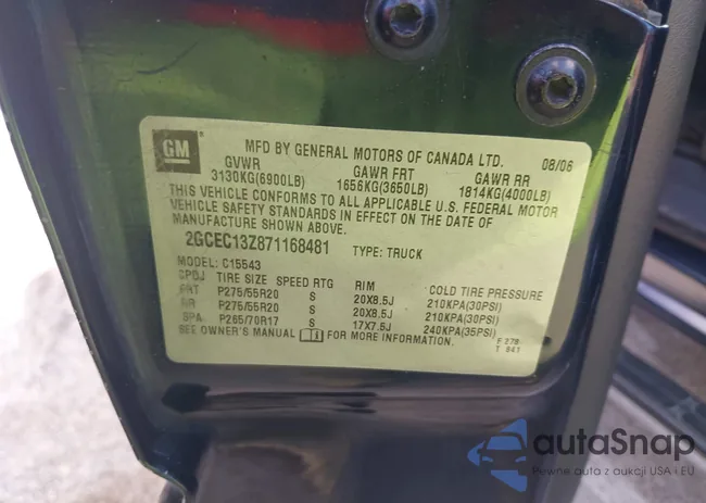 2GCEC13Z871168481: 43624069