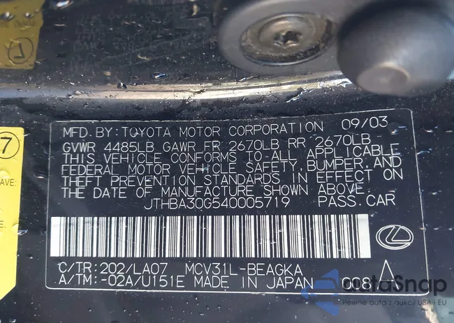 JTHBA30G540005719: 43624085