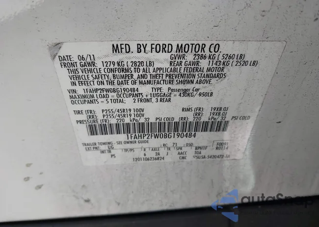 1FAHP2FW0BG190484: 43624167