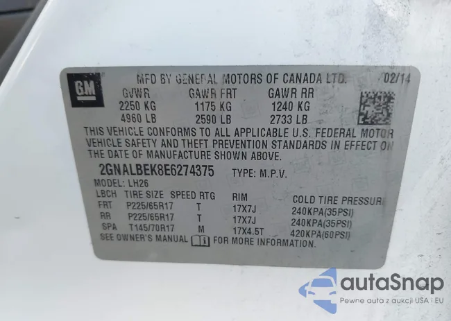 2GNALBEK8E6274375: 43625466