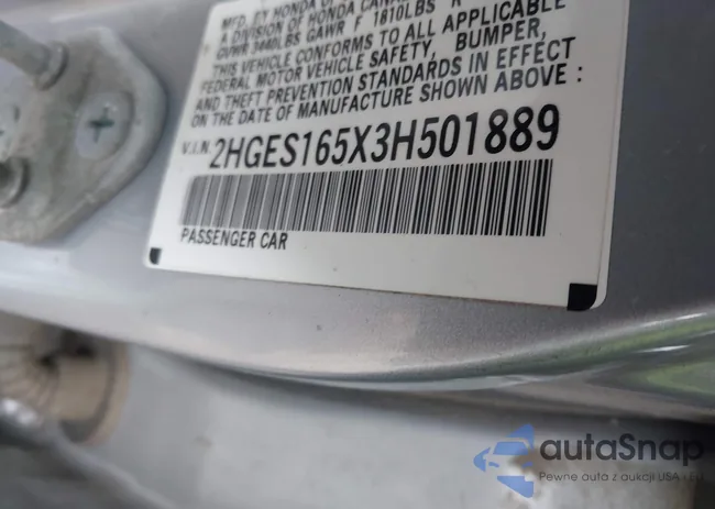 2HGES165X3H501889: 43625617