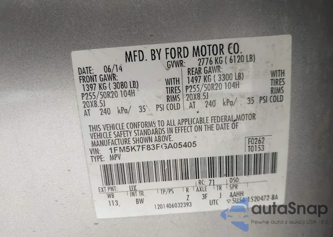 1FM5K7F83FGA05405: 43625625