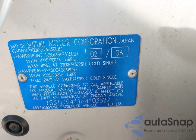 JS3TD941164103522: 43625698