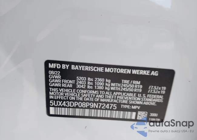 5UX43DP08P9N72475: 43624920