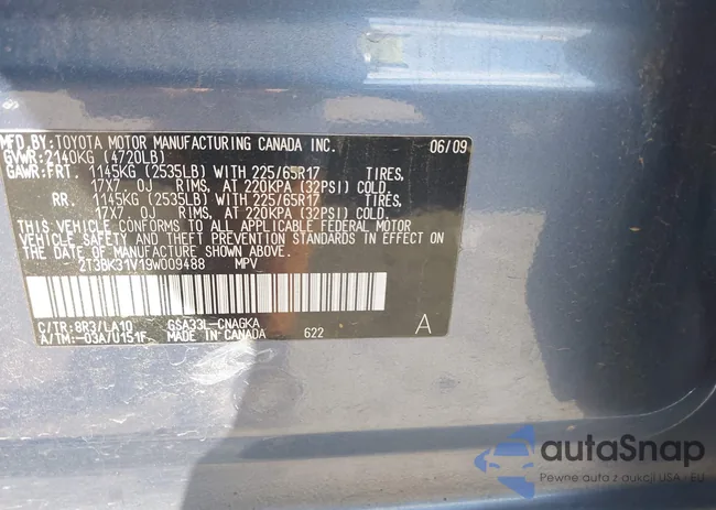 2T3BK31V19W009488: 43624926