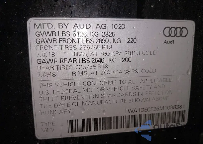 WA1DECF36M1038381: 43625033