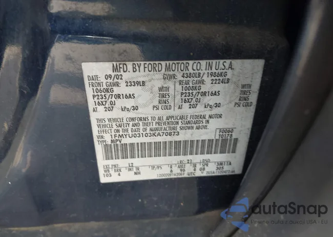 1FMYU03103KA70873: 43625067