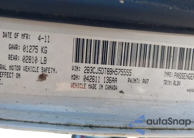 2B3CJ5DT8BH575555: 43625108
