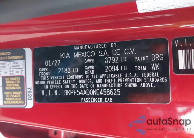 3KPF54AD0NE458625: 43625228