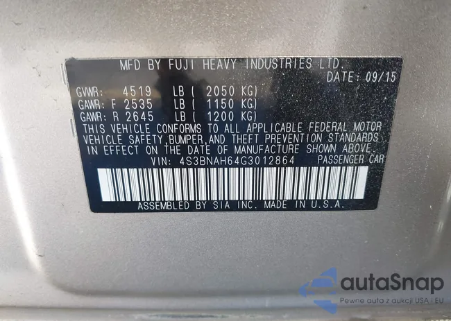 4S3BNAH64G3012864: 43625254