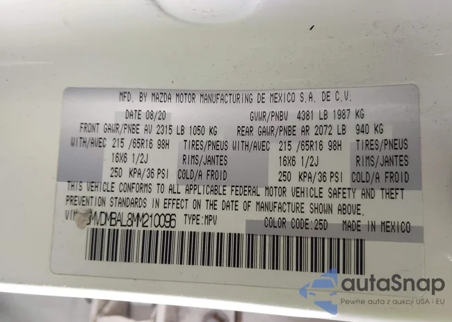 3MVDMBAL8MM210096: 43626360