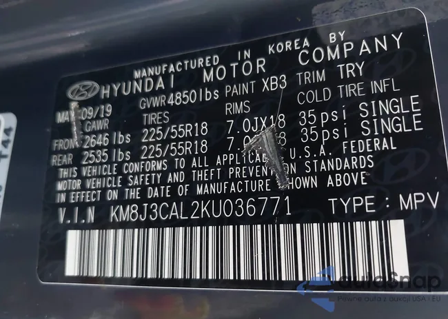 KM8J3CAL2KU036771: 43626612