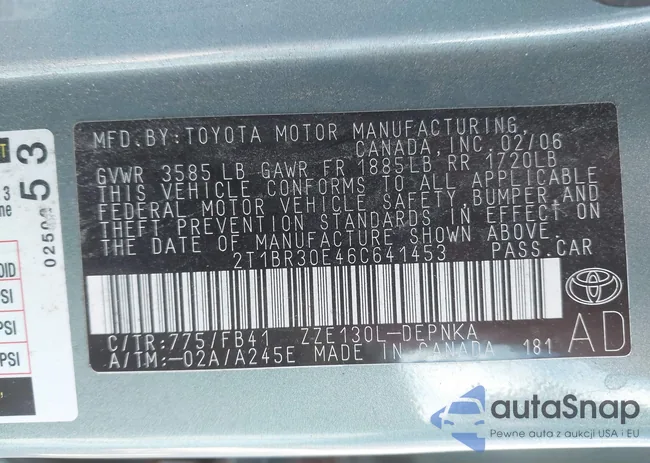 2T1BR30E46C641453: 43626664