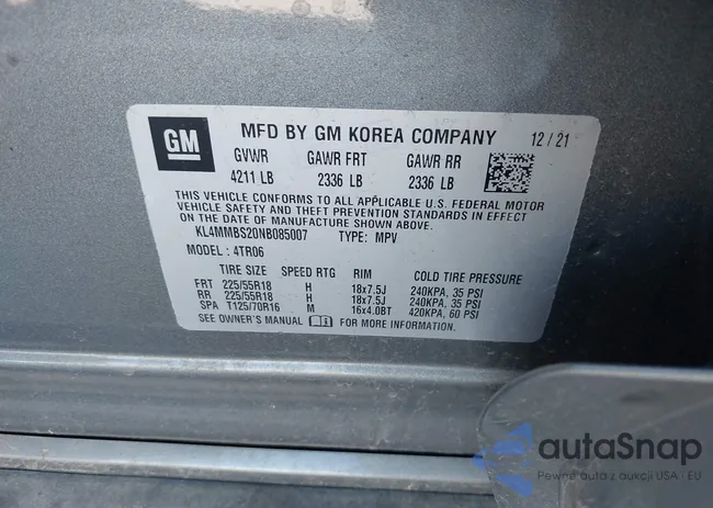 KL4MMBS20NB085007: 43625903