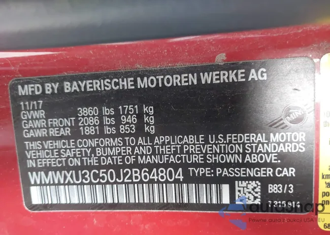 WMWXU3C50J2B64804: 43625918