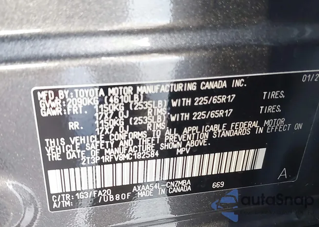 2T3P1RFV8MC182584: 43626269