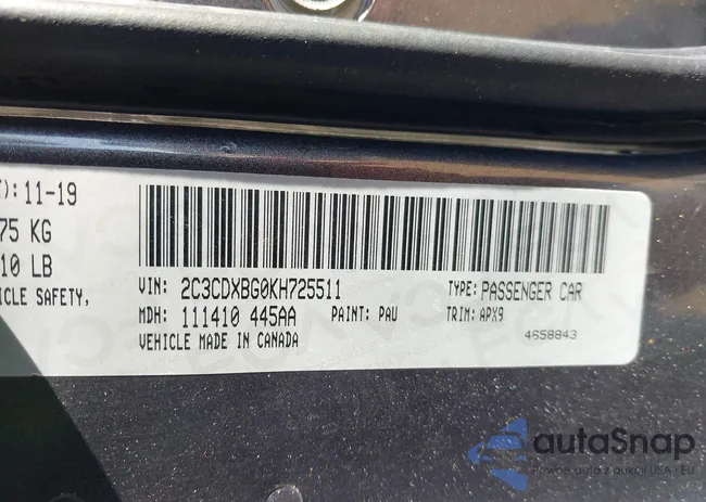 2C3CDXBG0KH725511: 43627457