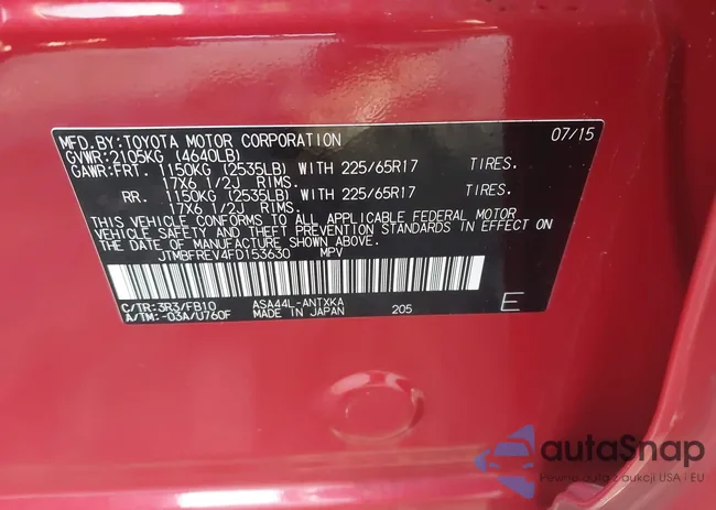 JTMBFREV4FD153630: 43627561