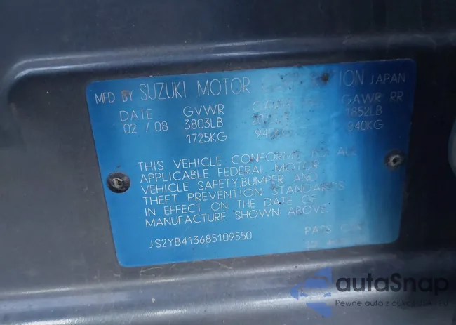 JS2YB413685109550: 43627812