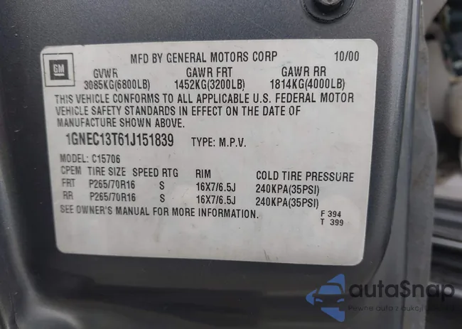 1GNEC13T61J151839: 43627840