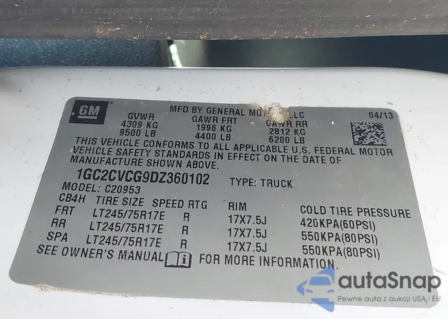 1GC2CVCG9DZ360102: 43626896