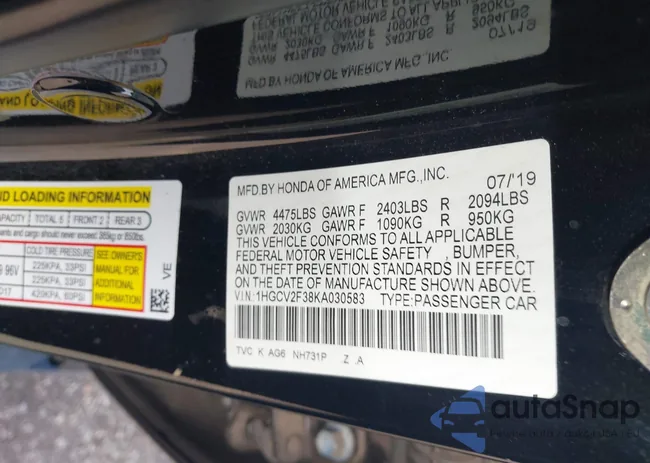 1HGCV2F38KA030583: 43626950