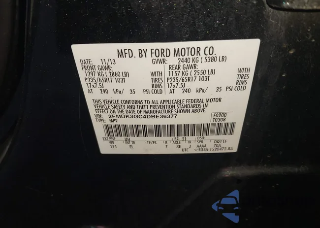 2FMDK3GC4DBE36377: 43628317