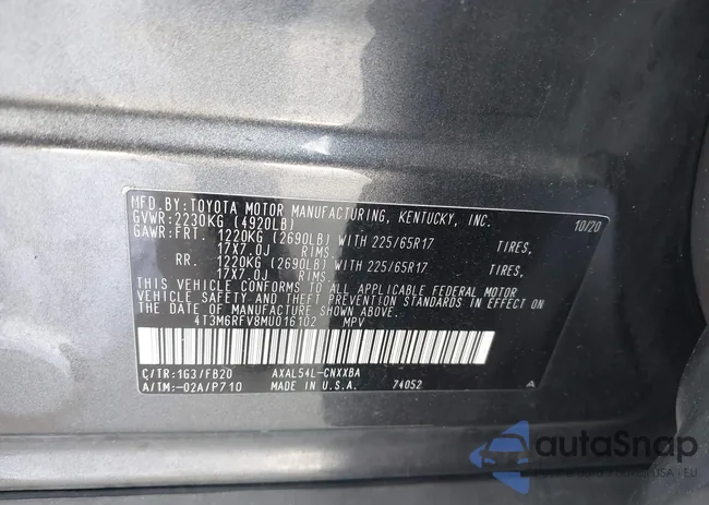 4T3M6RFV8MU016102: 43628355