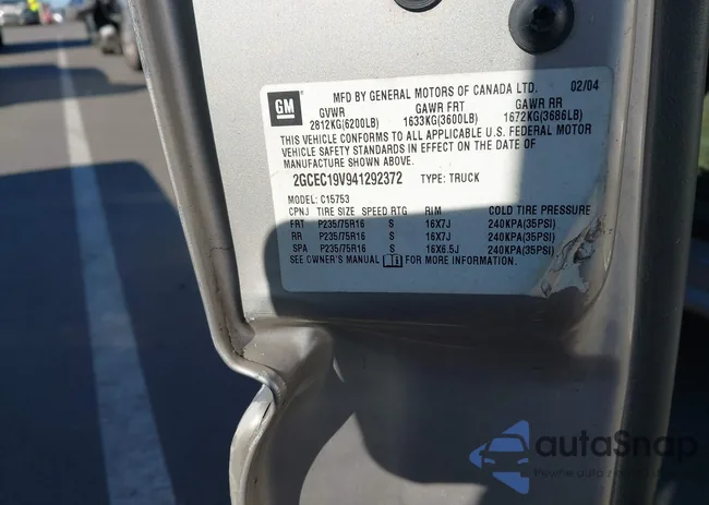 2GCEC19V941292372: 43628437