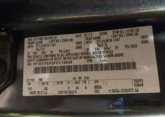 1FTEX1EP2FFC12935: 43628447