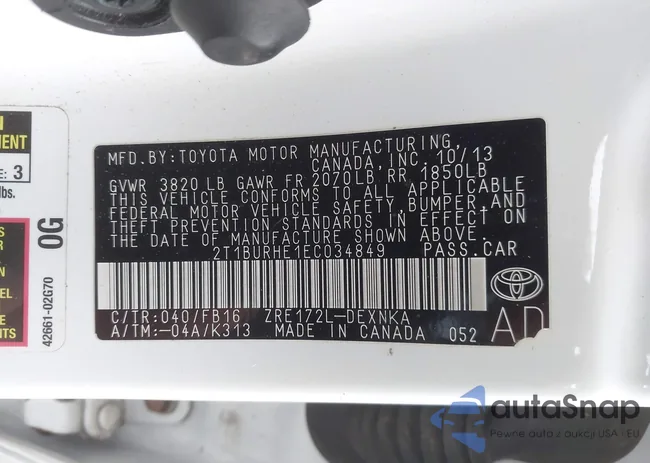 2T1BURHE1EC034849: 43628466