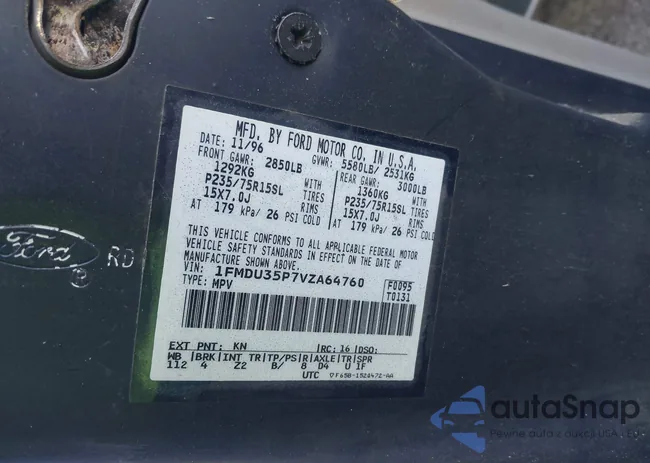 1FMDU35P7VZA64760: 43628586