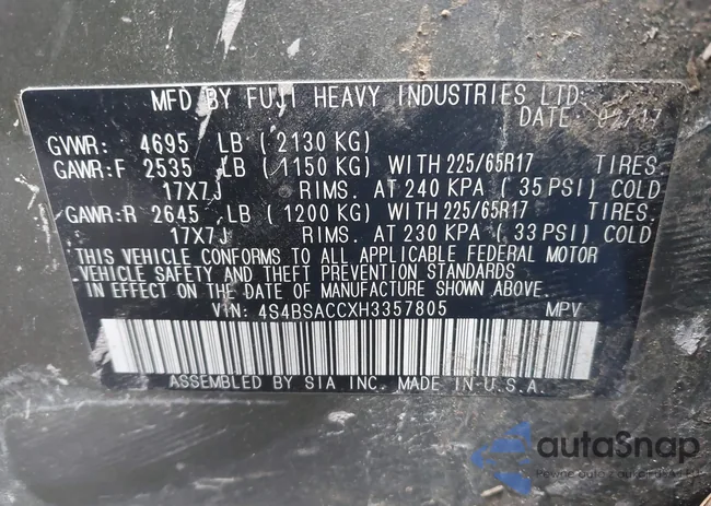 4S4BSACCXH3357805: 43628627