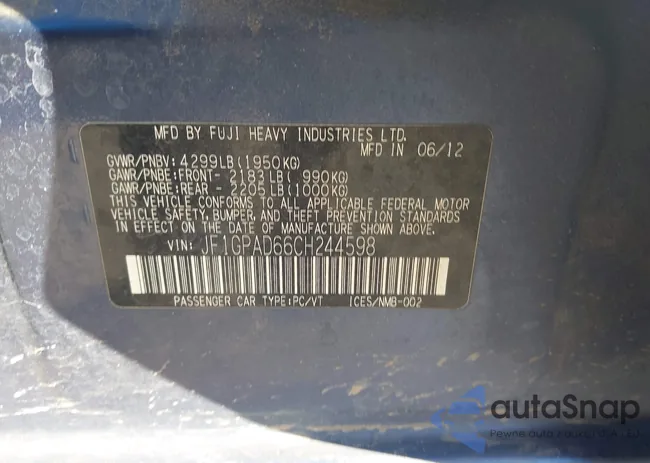 JF1GPAD66CH244598: 43628652