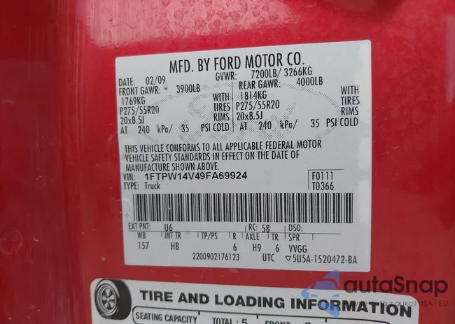 1FTPW14V49FA69924: 43628754