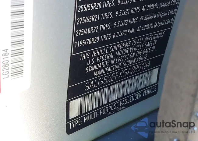 SALGS2EFXGA280184: 43627915