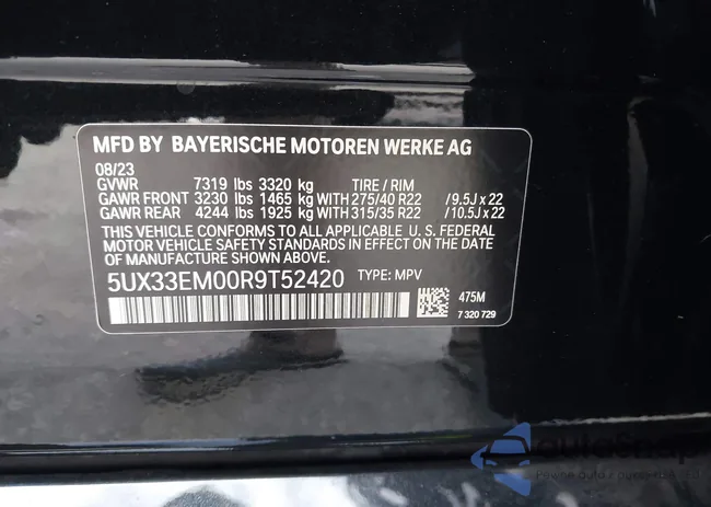 5UX33EM00R9T52420: 43627938