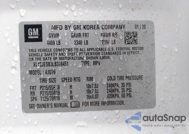 KL4CJESB3LB319451: 43629659