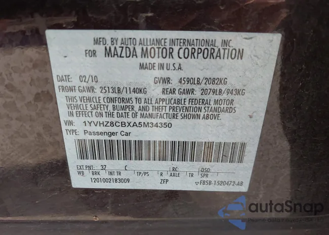 1YVHZ8CBXA5M34350: 43629061