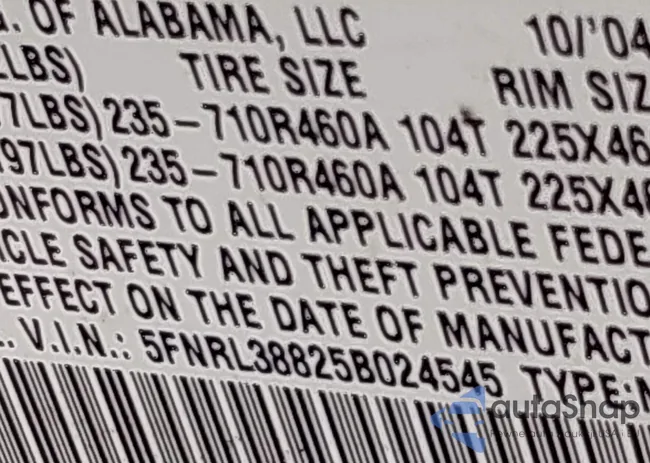 5FNRL38825B024545: 43629182