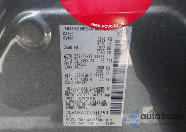 5N1AT2MV3JC750291: 43630293